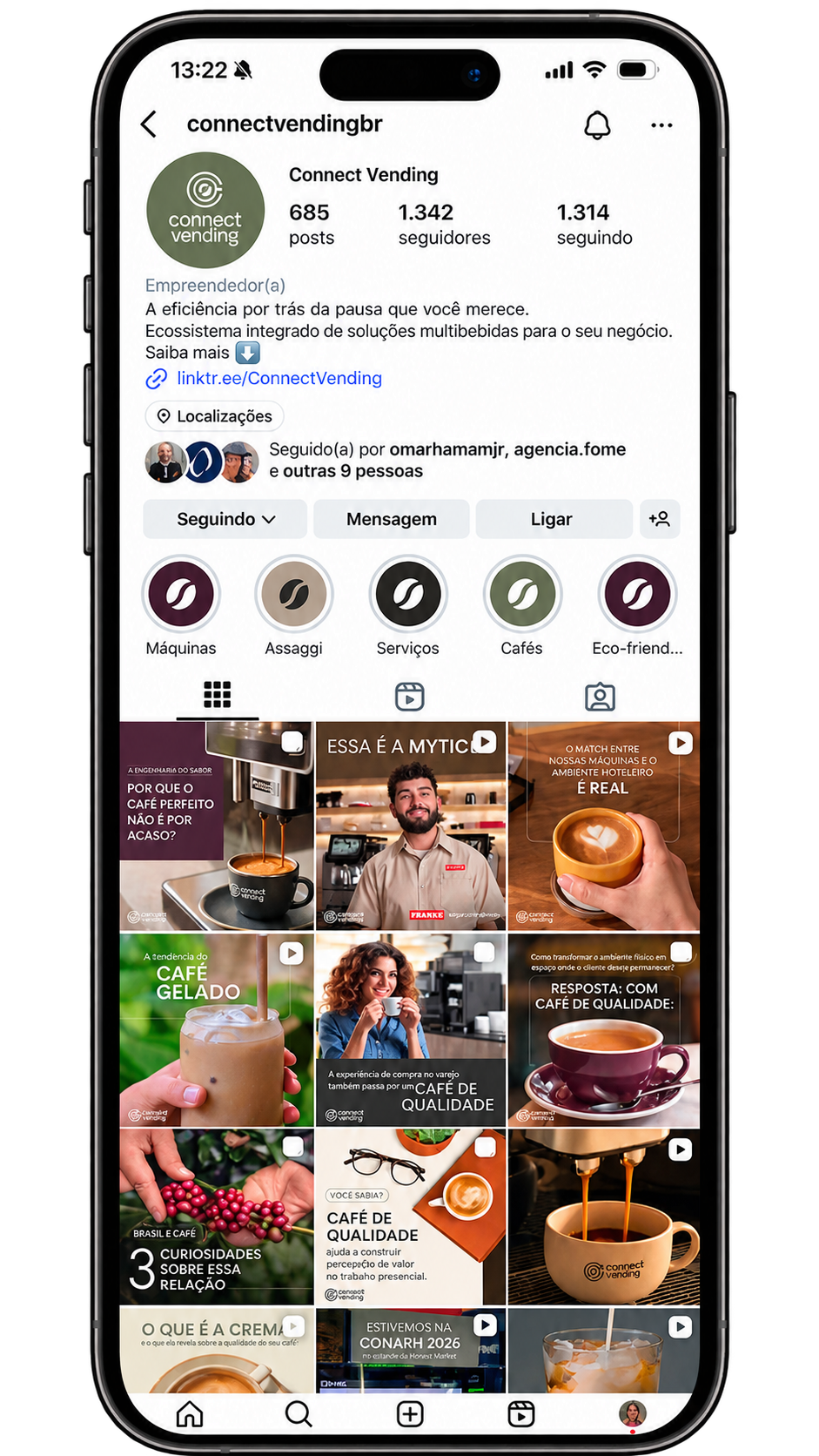Feed da Connect Vending depois do reposicionamento